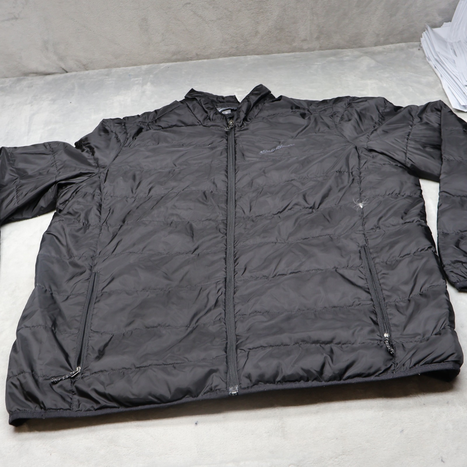 Eddie Bauer Down Jacket Mens Xxl Black Insulated Quilted Outdoor Winter Puffer